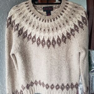 Ralph Lauren Cream and Brown Knit Sweater